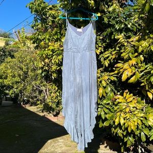 Sancia baby blue cupro ruffle cropped sleeveless jumpsuit